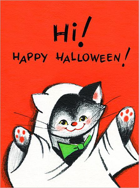 Kitty in Ghost Costume Halloween Greeting Cards