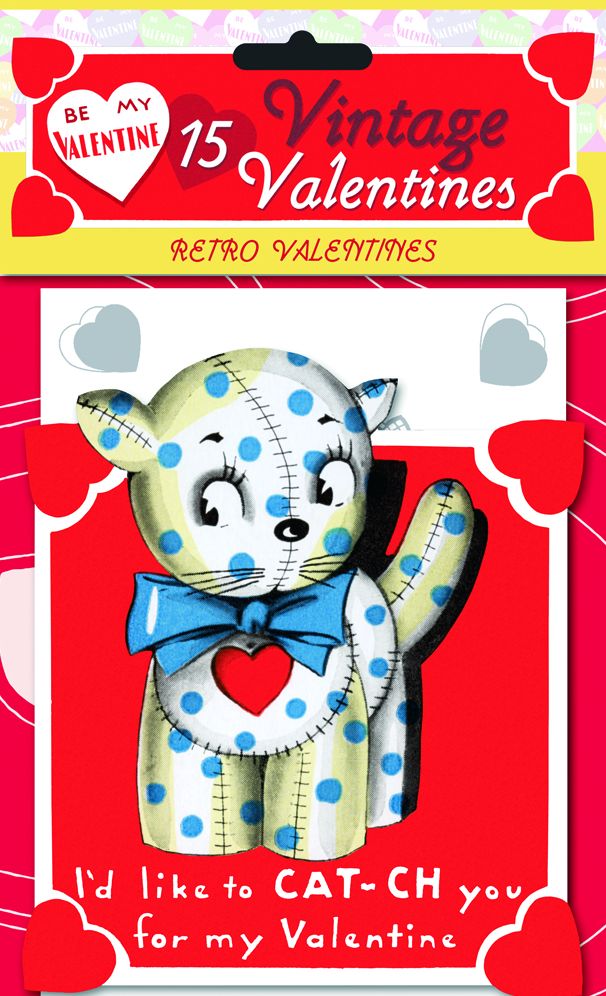 Retro Valentines: 15 Die-Cut Valentines: 15 Die-Cut Cards in Bag with Decorated Envelopes