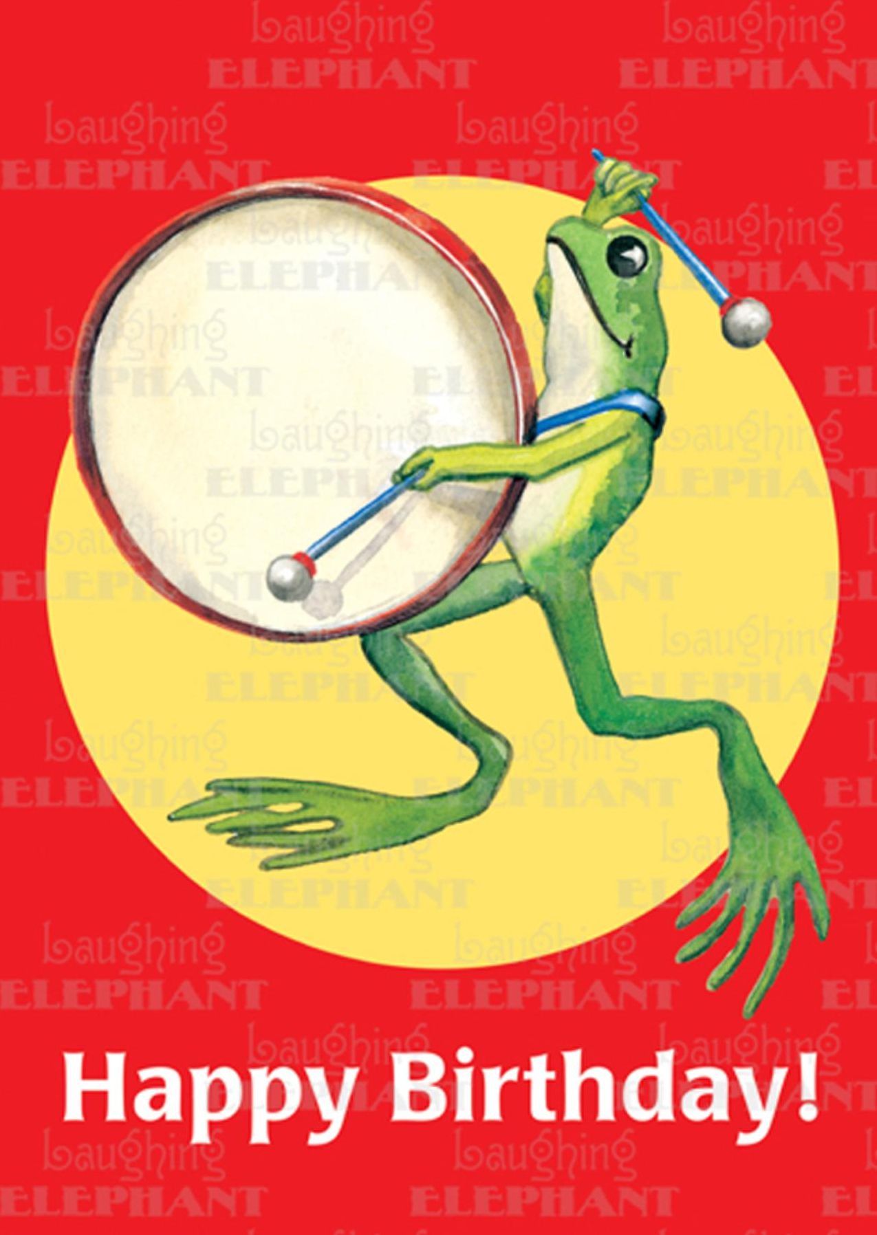 Frog Playing Big Drum - Birthday Greeting Card