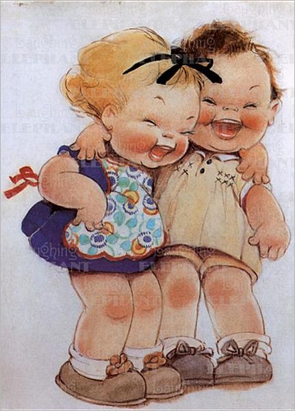 Little Girls Laughing - Birthday Greeting Card