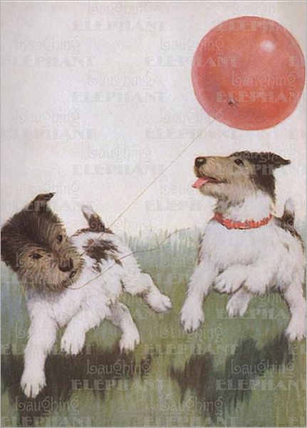 Running Dogs W/ Balloon - Greeting Card