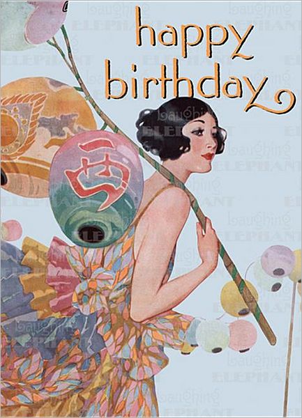Young Woman & Lanterns - Greeting Card