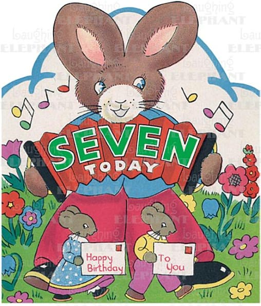 Rabbit W/ Accordion - 7th Birthday - Greeting Card