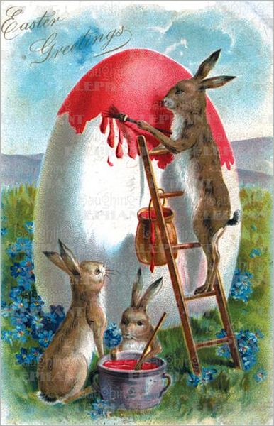 Rabbit on Ladder - Easter Greeting Card