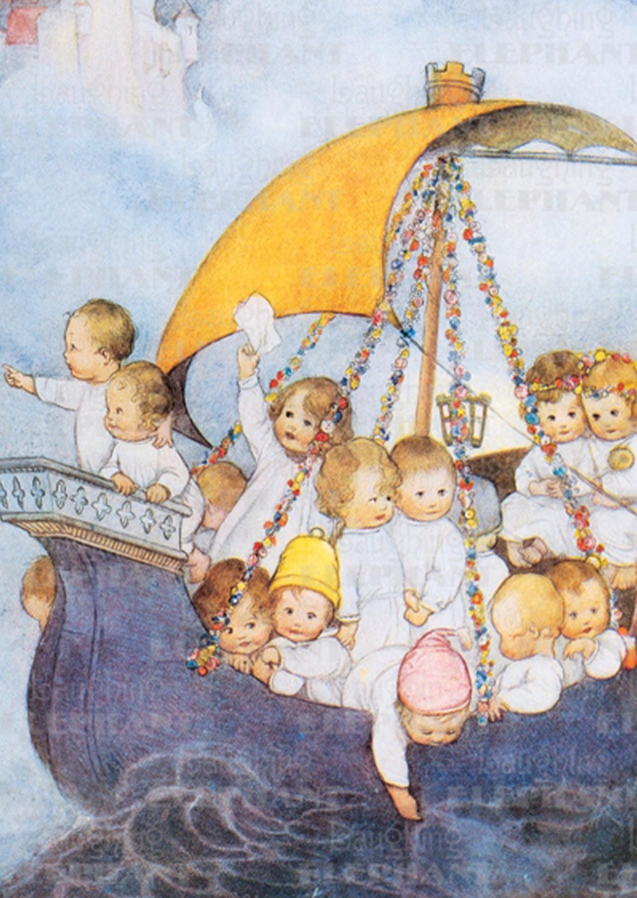 Babies on Sailboat - New Child Greeting Card