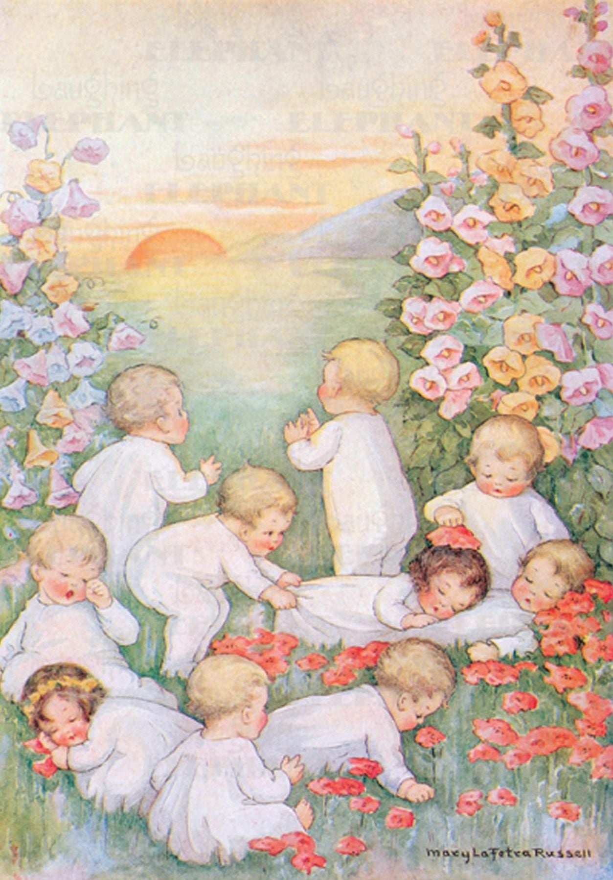Babies Playing in Field - New Child Greeting Card