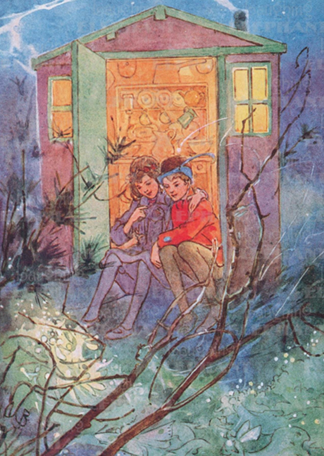Boy & Girl in Doorway - Romance Greeting Card