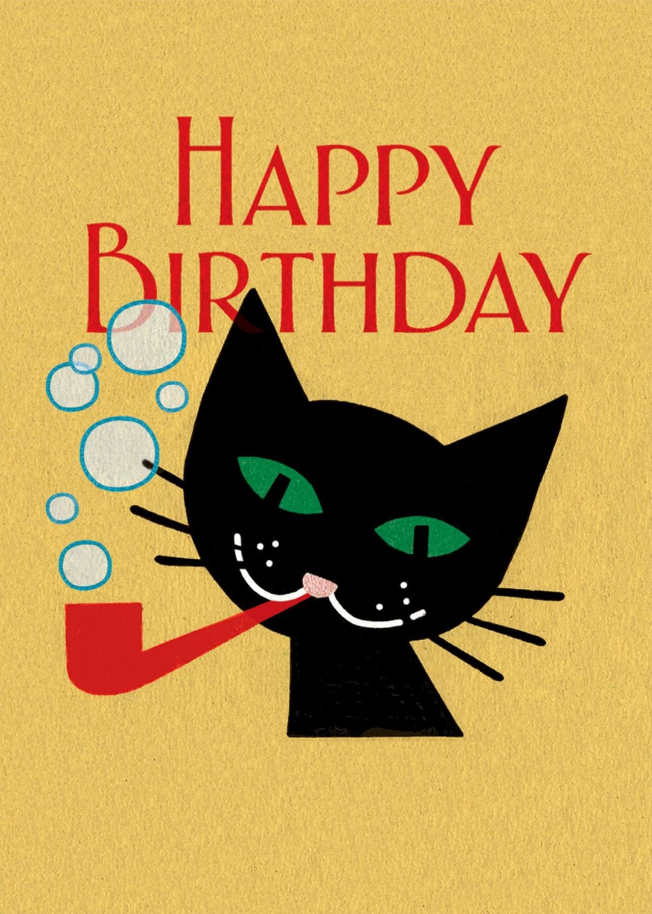 Cat with Pipe - Birthday Greeting Card (6 Cards Individually Bagged W/ Envelopes and Header)
