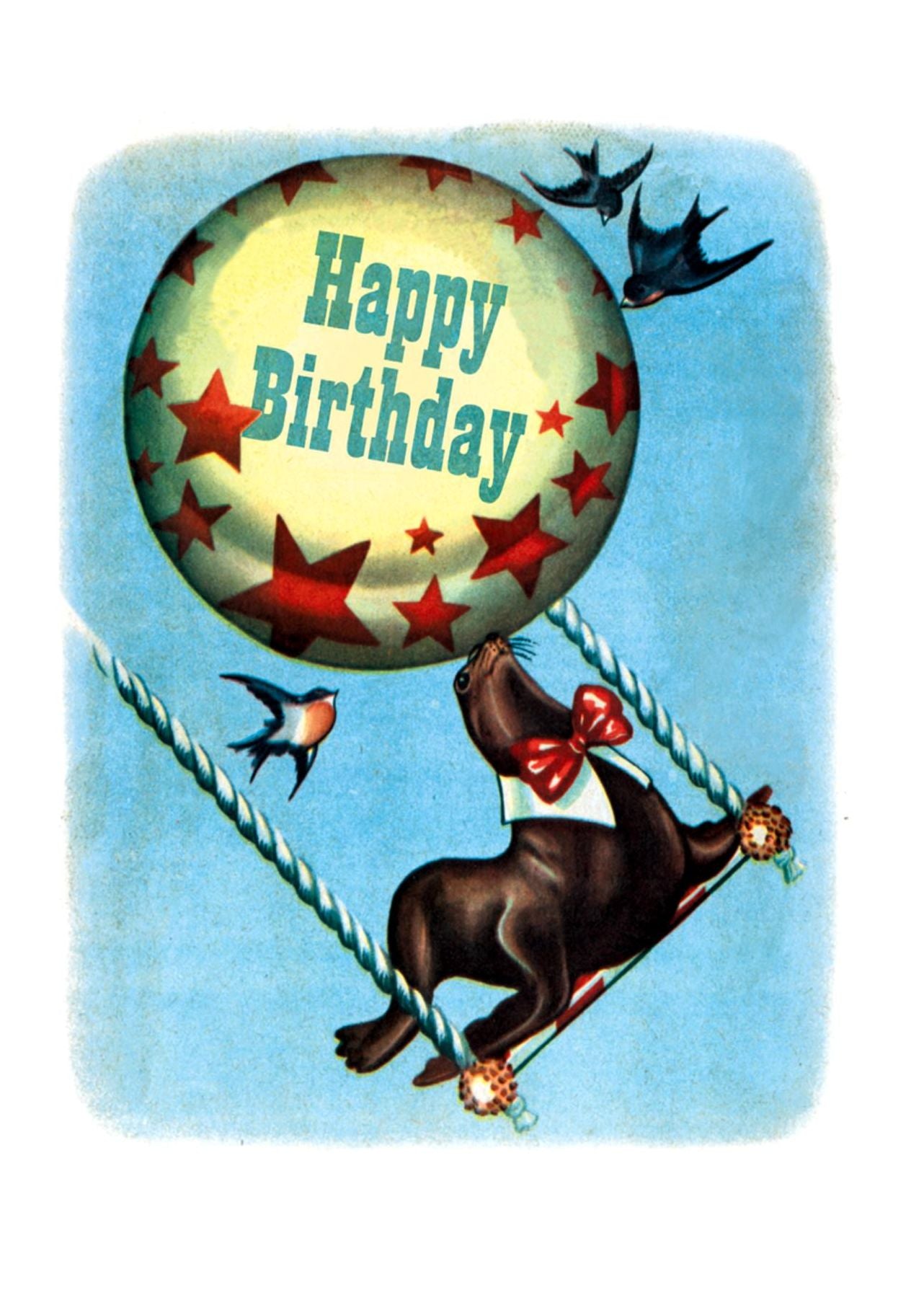 Circus Seal - Birthday Greeting Card (6 Cards Individually Bagged W/ Envelopes and Header)