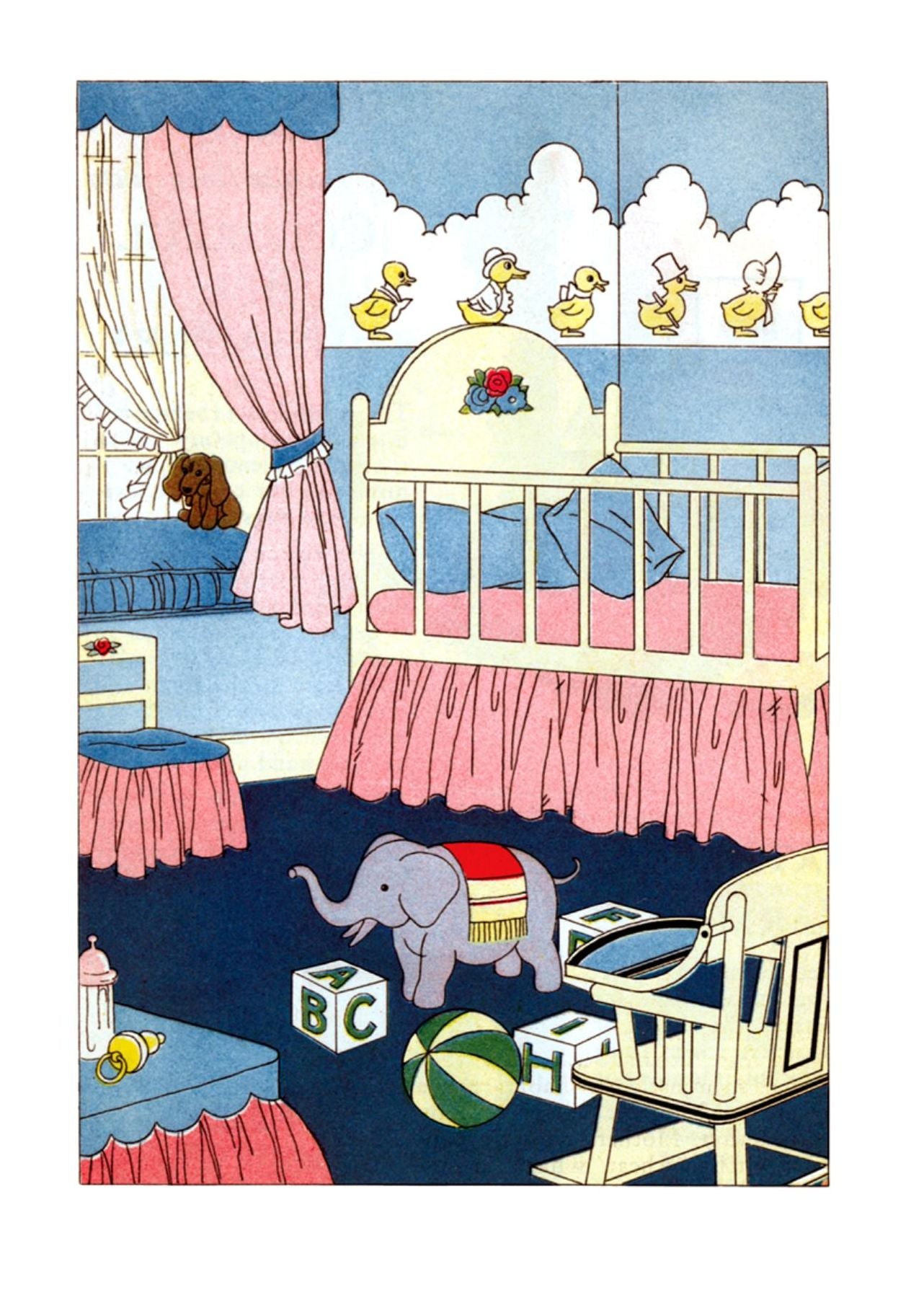 Baby's Nursery - Baby Shower Greeting Card (6 Cards Individually Bagged W/ Envelopes and Header)