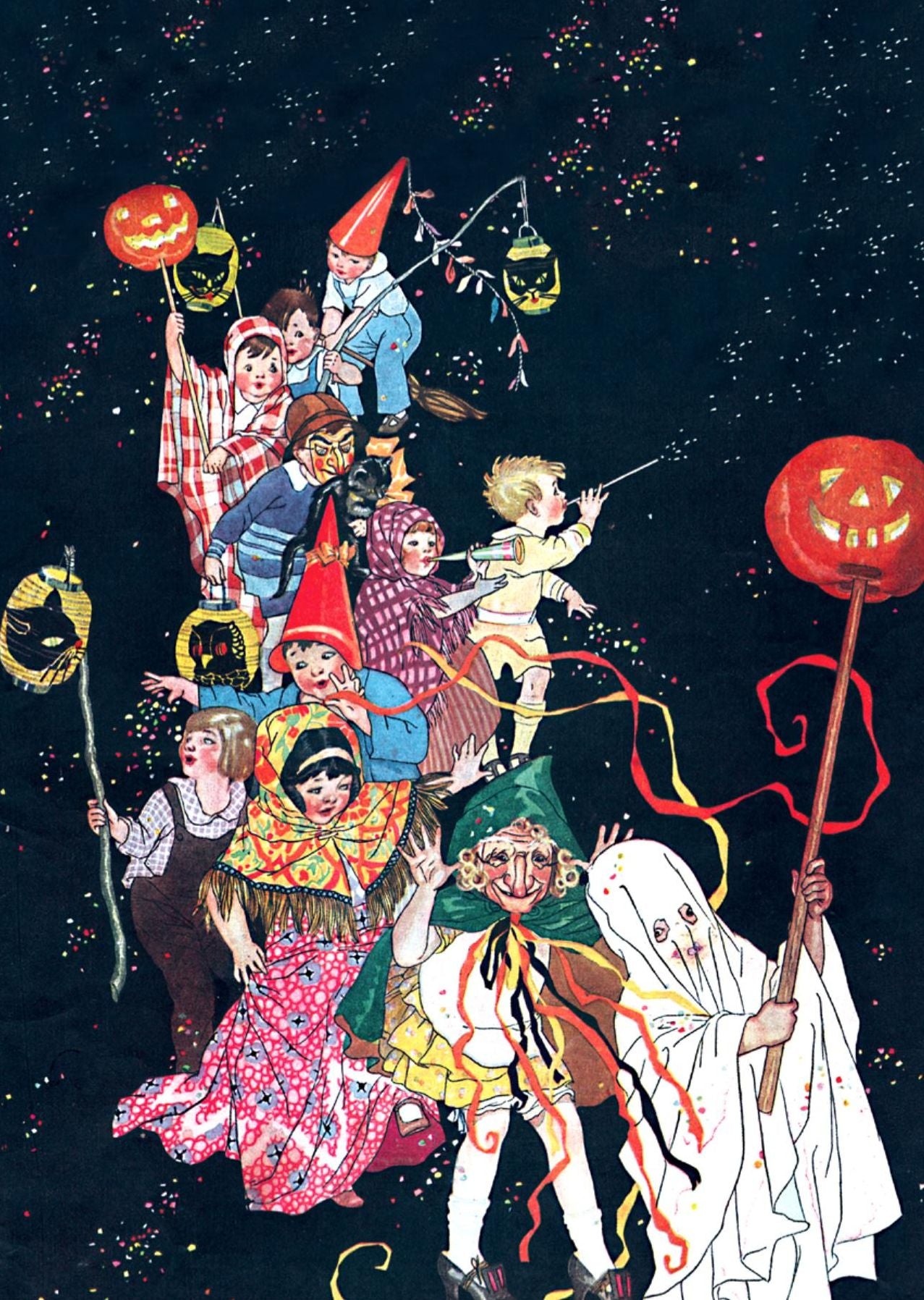 Children's Halloween Parade - Halloween Greeting Card (6 Cards Individually Bagged W/ Envelopes and Header)