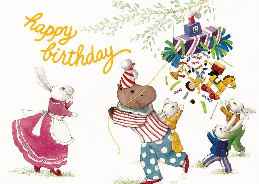 Animals with Pinata Birthday Card [With Envelope]