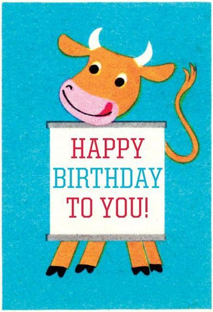 Cheerful Cow Birthday Card [With Envelope]
