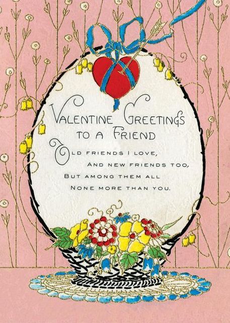 Basket of Flowers Valentine's Day Greeting Card [With Envelope]