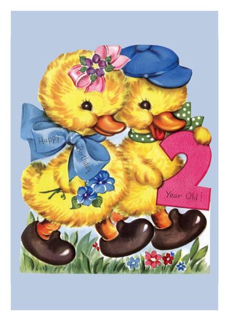 Ducklings Second Birthday Card [With 6 Envelopes]