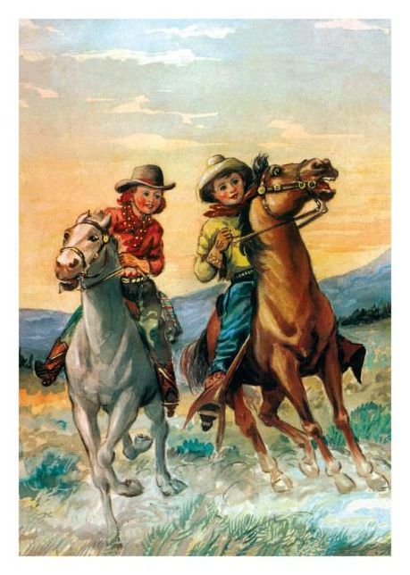 Cowboy and Cowgirl Riding the Range Birthday Card [With 6 Envelopes]