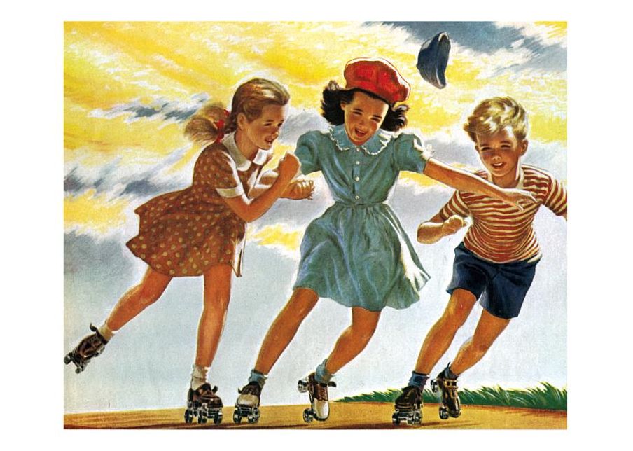Children Roller Skating Friendship Card [With 6 Envelopes]