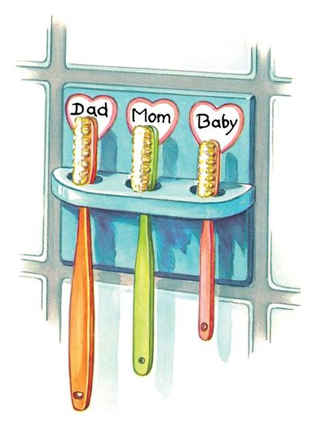 Family Toothbrushes Baby Card [With 6 Envelopes]