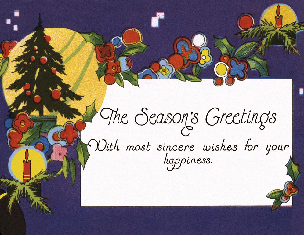 Golden Memories Christmas Correspondence Card Packs : Christmas Tree, Moon and Decorations