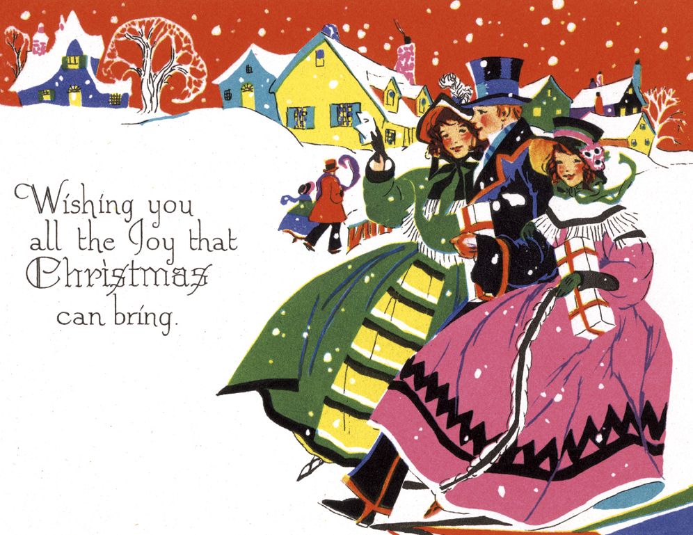 Golden Memories Christmas Correspondence Card Packs : Gift Bearers in the Snow