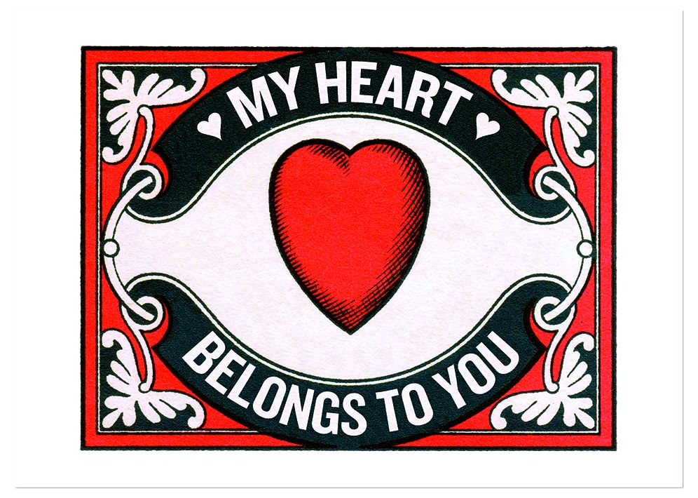 Heart Matchbox Label Anniversary Greeting Card