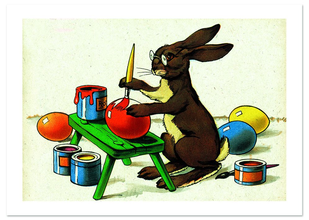 The Easter Rabbit Painting Eggs Easter Greeting Card
