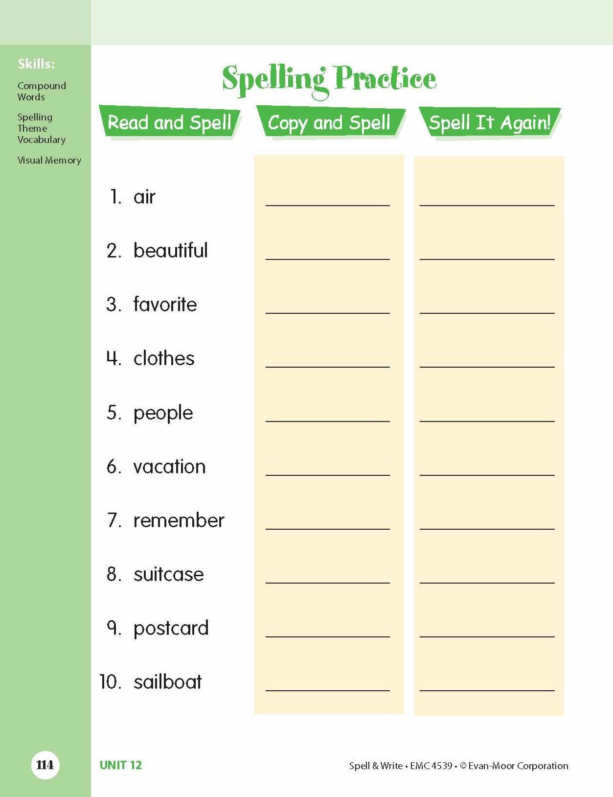 Skill Sharpeners Spell & Write Grade 3