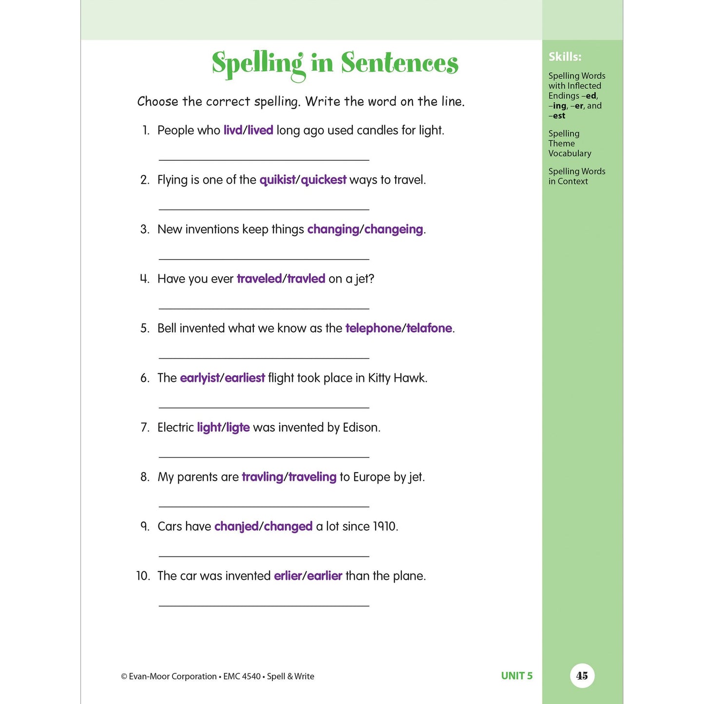 Skill Sharpeners Spell & Write, Grade 4