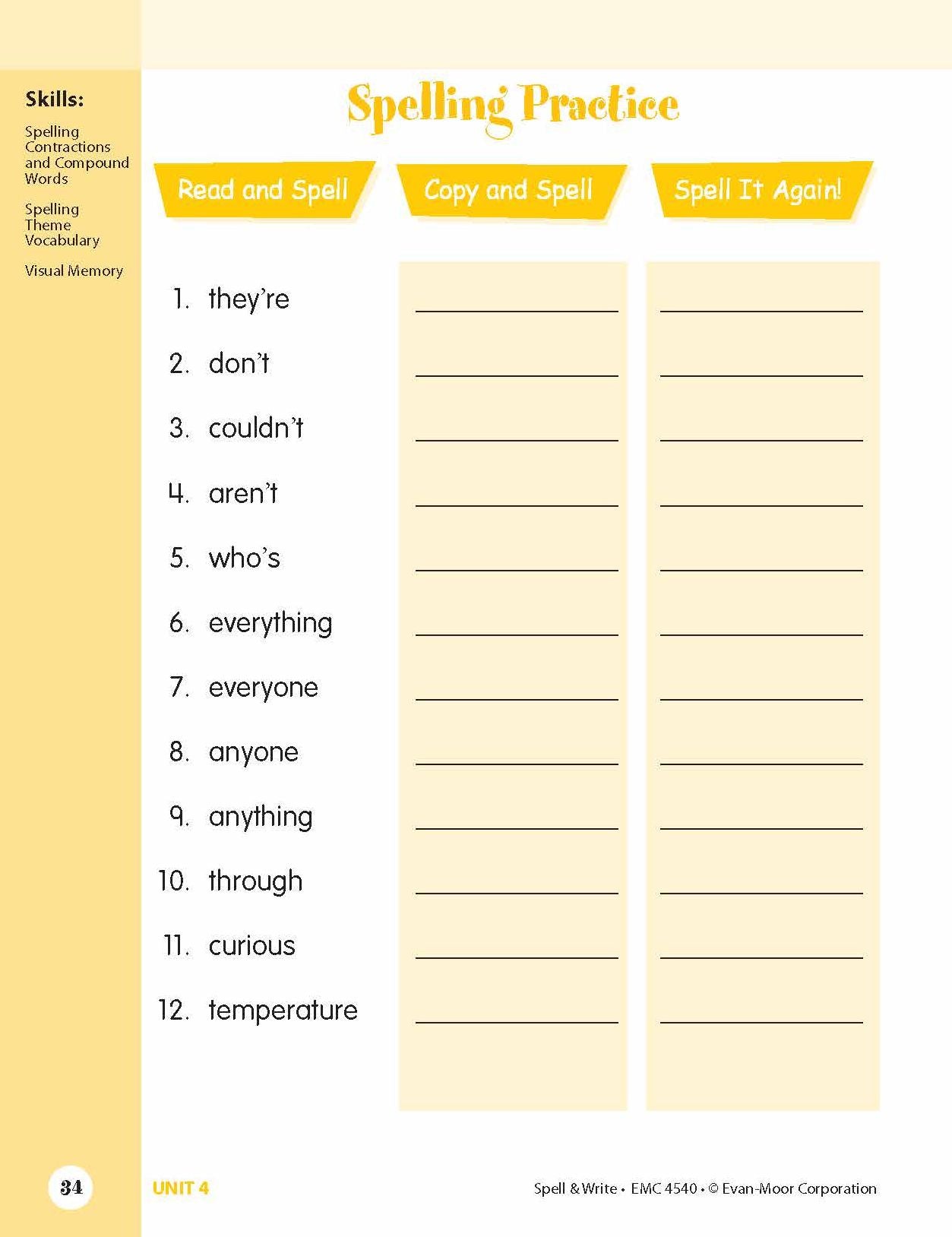 Skill Sharpeners Spell & Write, Grade 4