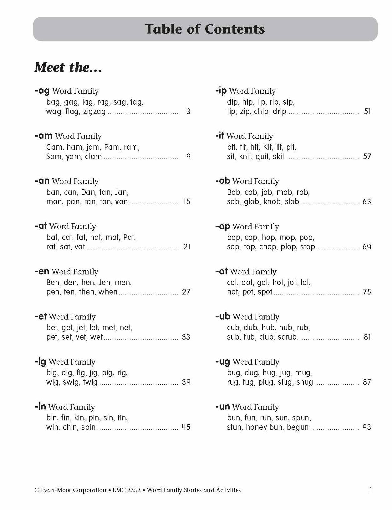 Word Family Stories & Activities, Level A