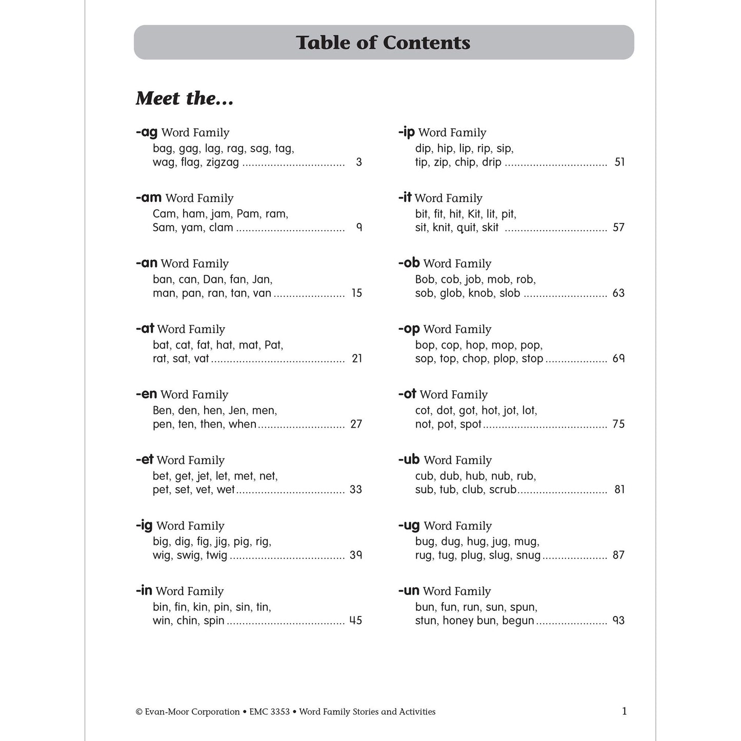 Word Family Stories & Activities, Level A