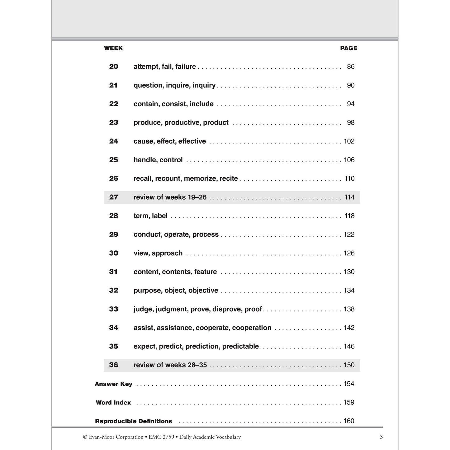 Daily Academic Vocabulary, Grade 3