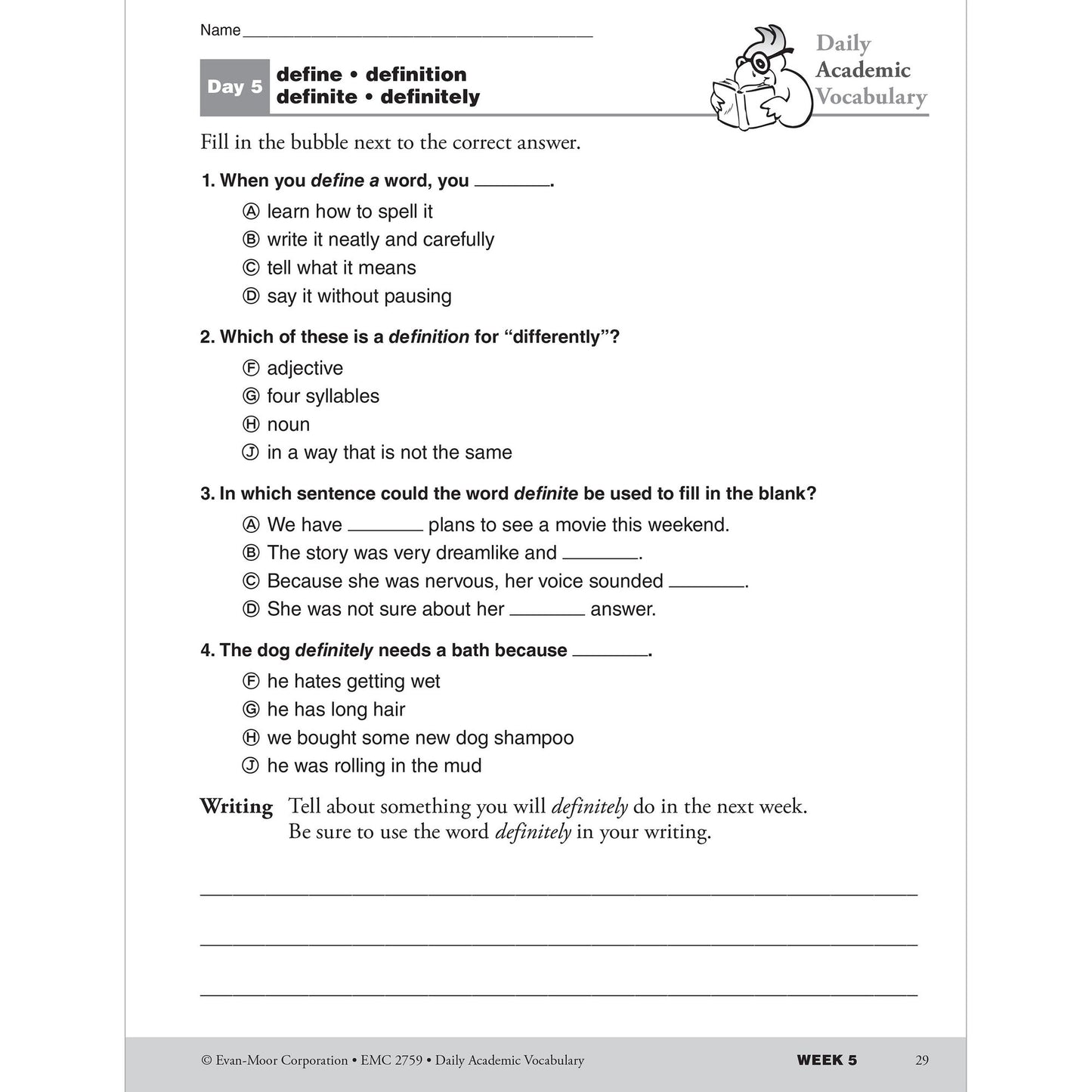 Daily Academic Vocabulary, Grade 3