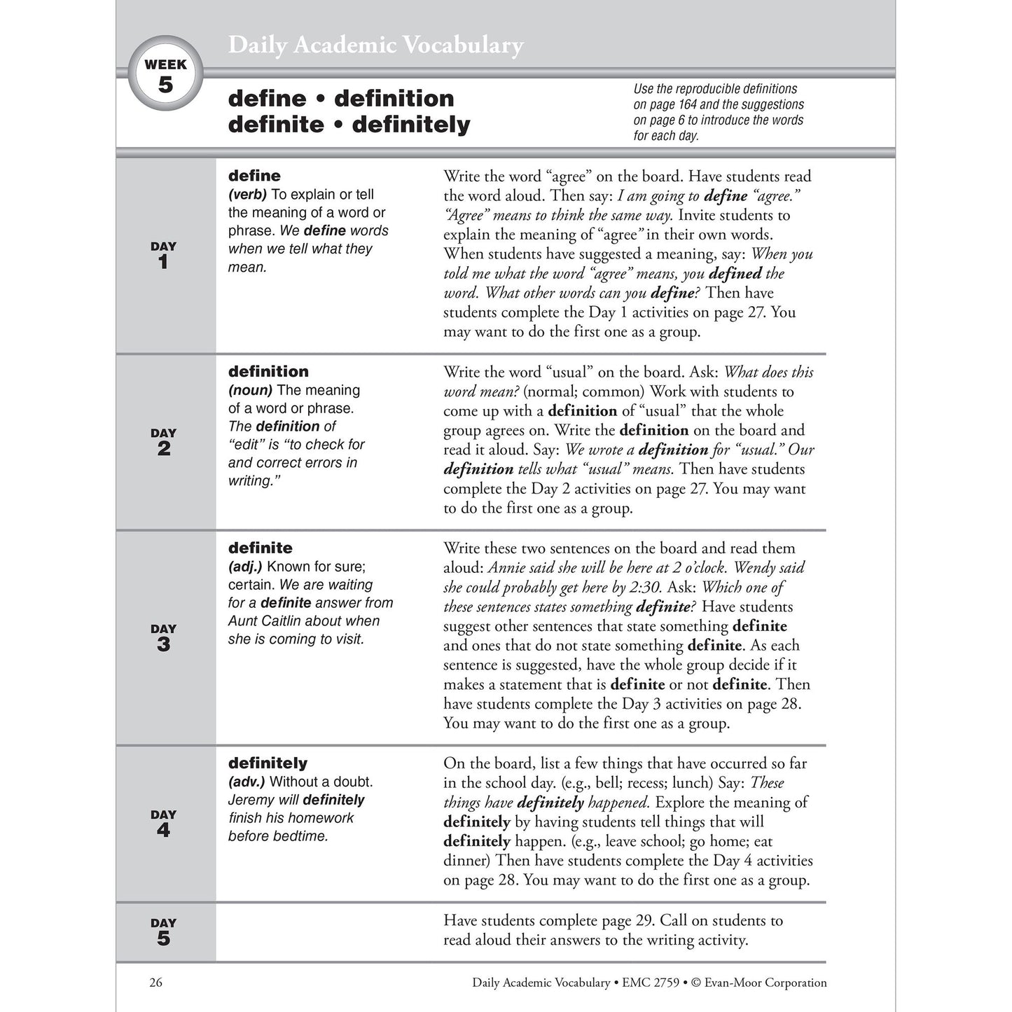Daily Academic Vocabulary, Grade 3