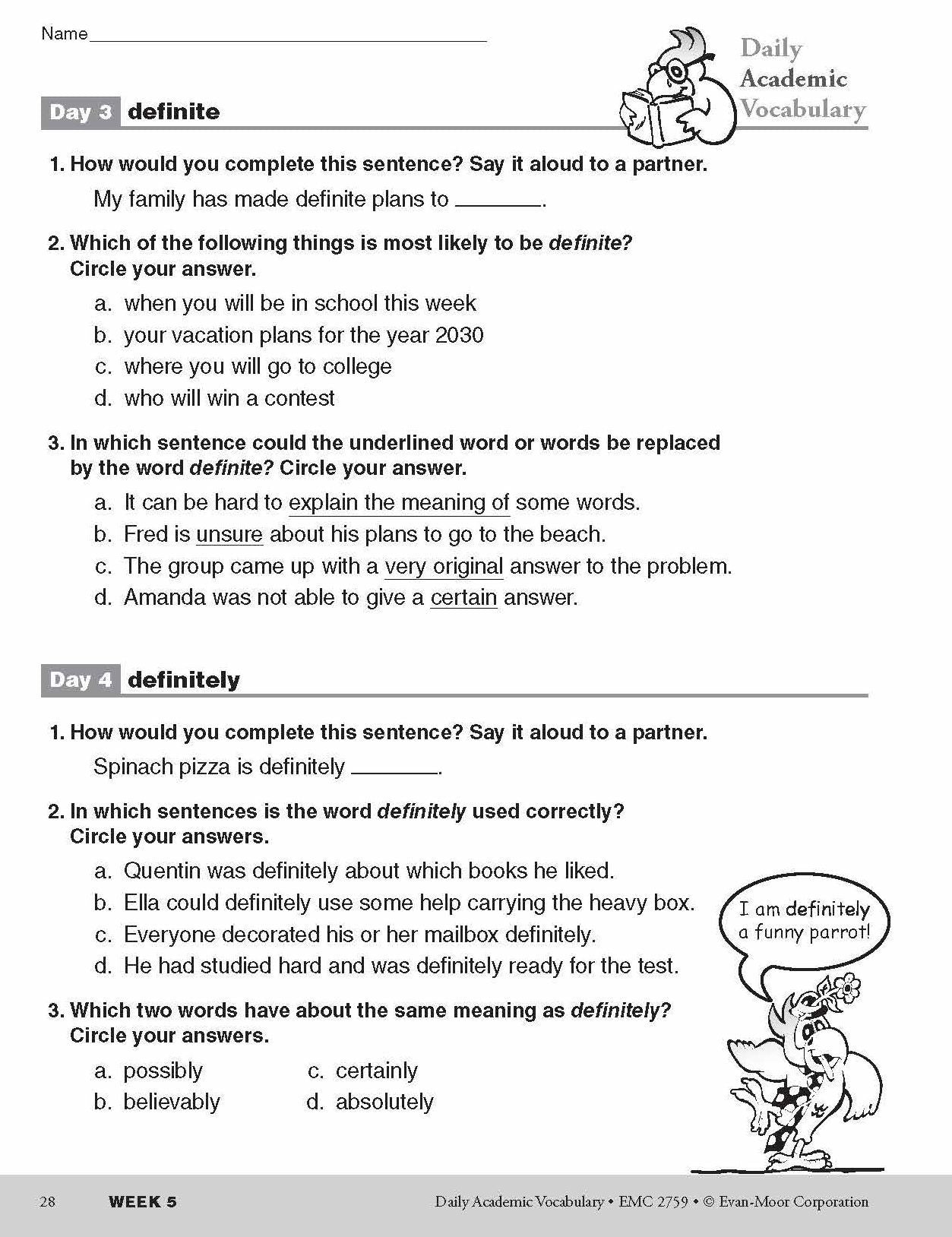 Daily Academic Vocabulary, Grade 3