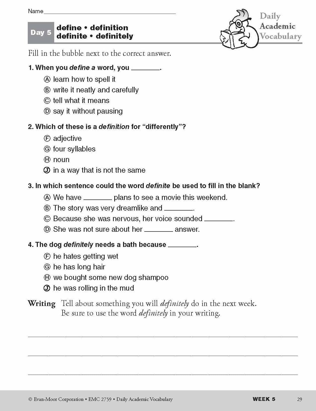Daily Academic Vocabulary, Grade 3