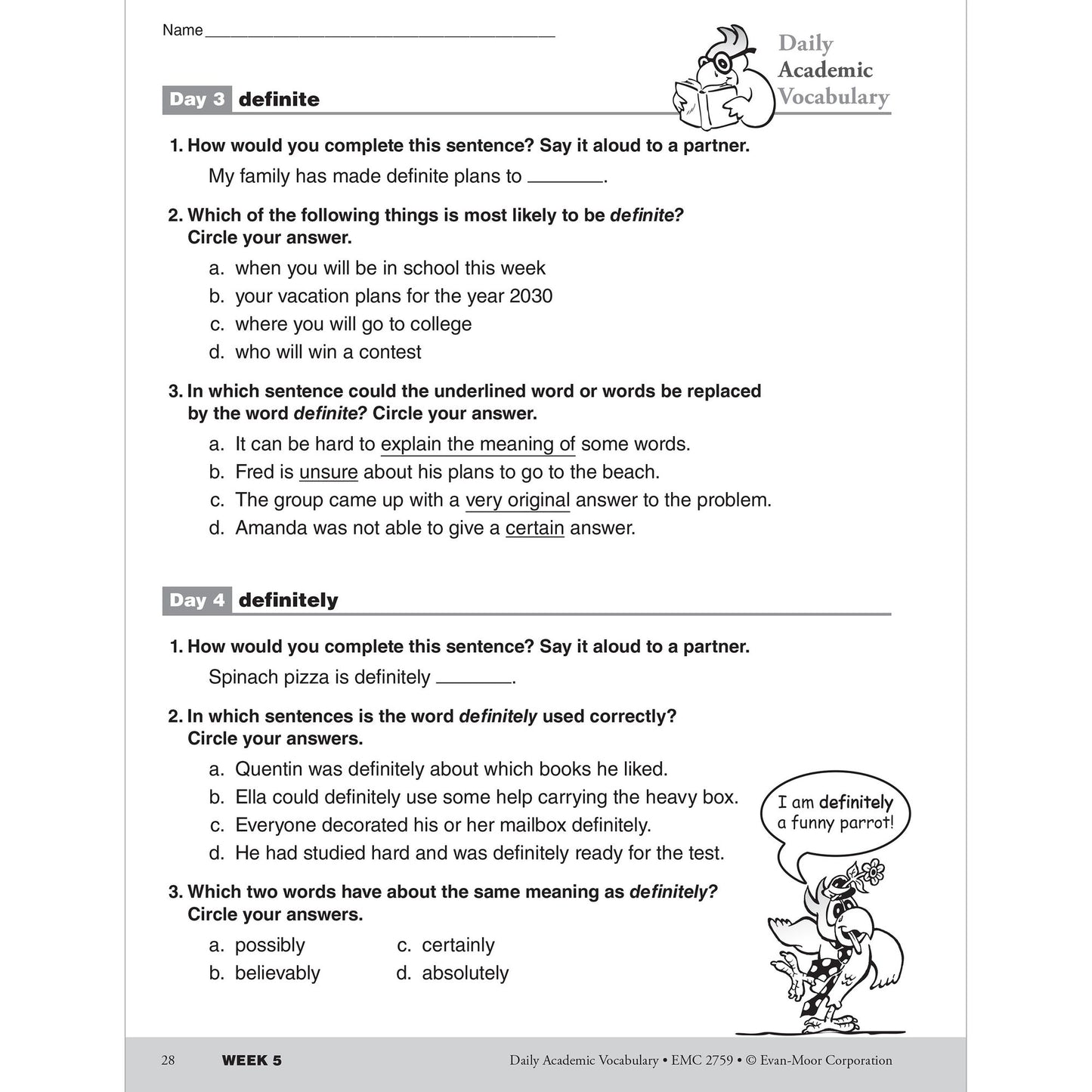 Daily Academic Vocabulary, Grade 3