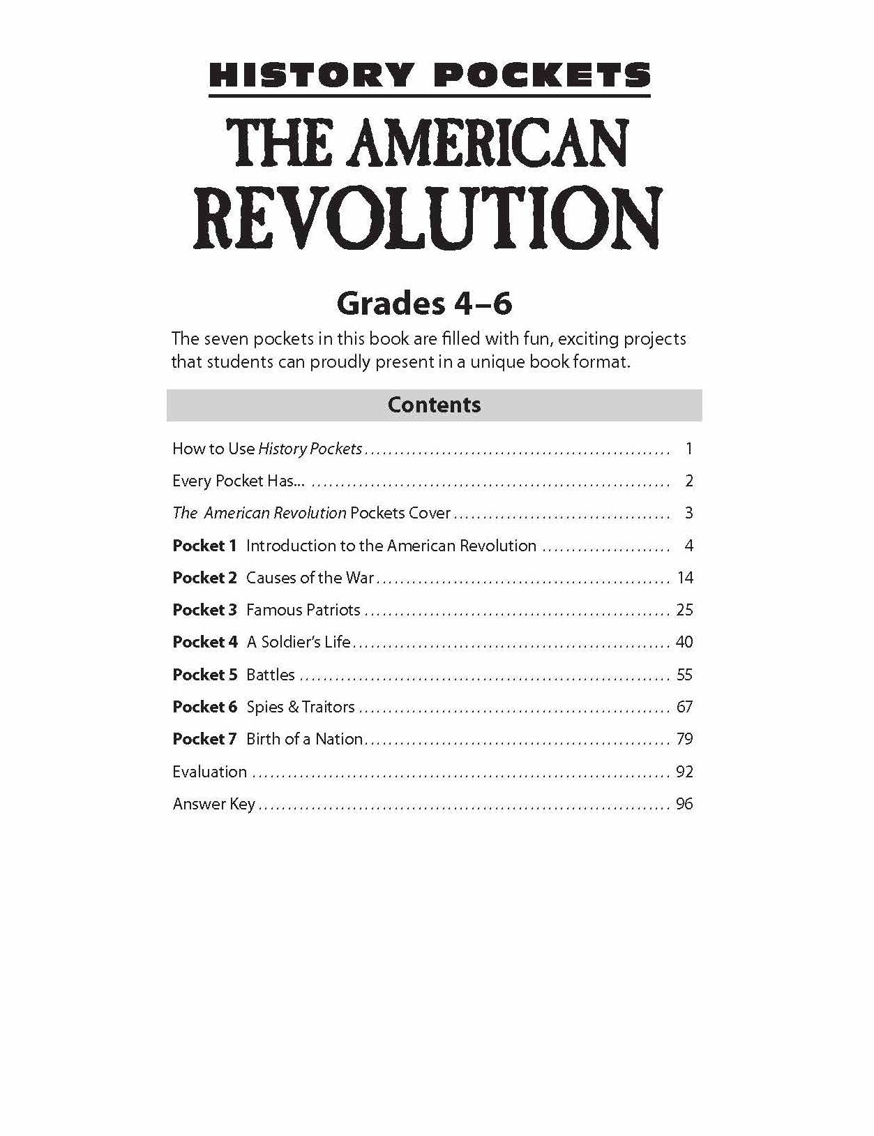 History Pockets, The American Revolution, Grades 4-6+