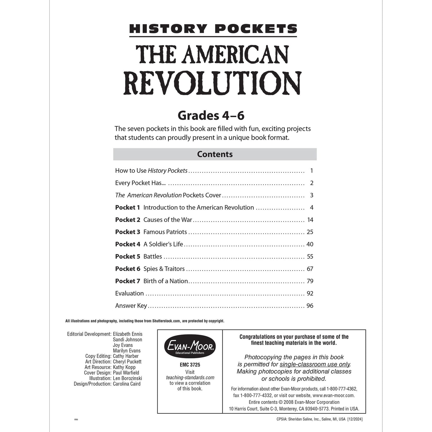 History Pockets, The American Revolution, Grades 4-6+