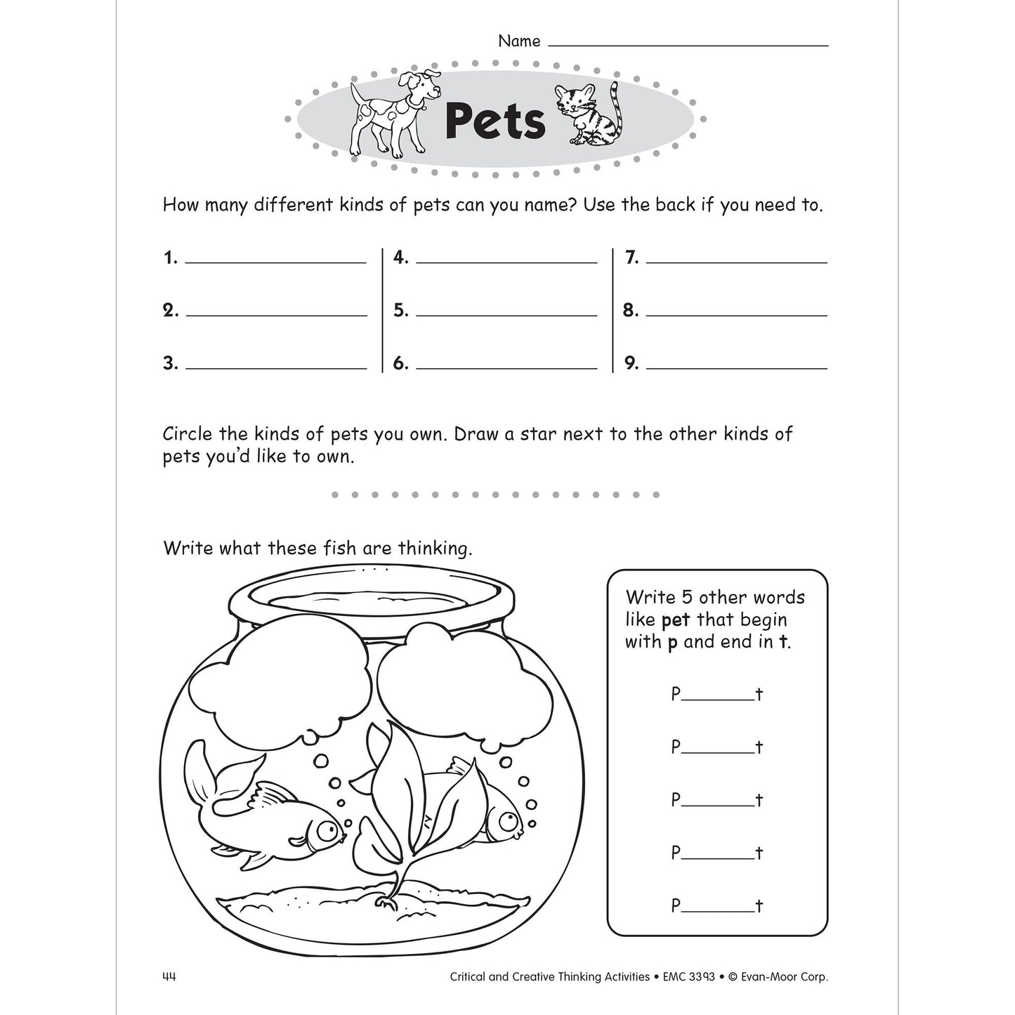 Critical and Creative Thinking Activities, Grade 3