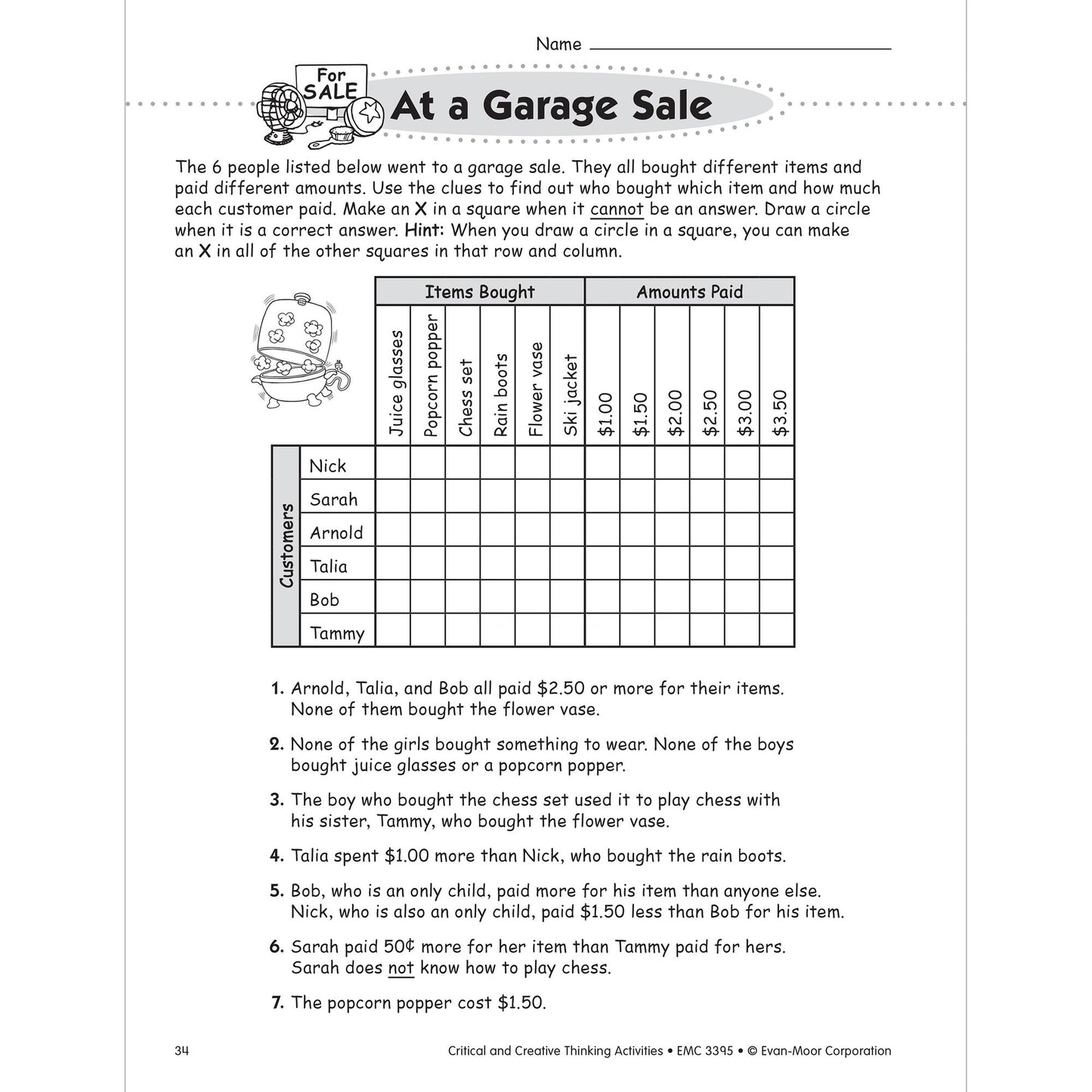 Critical and Creative Thinking Activities, Grade 5