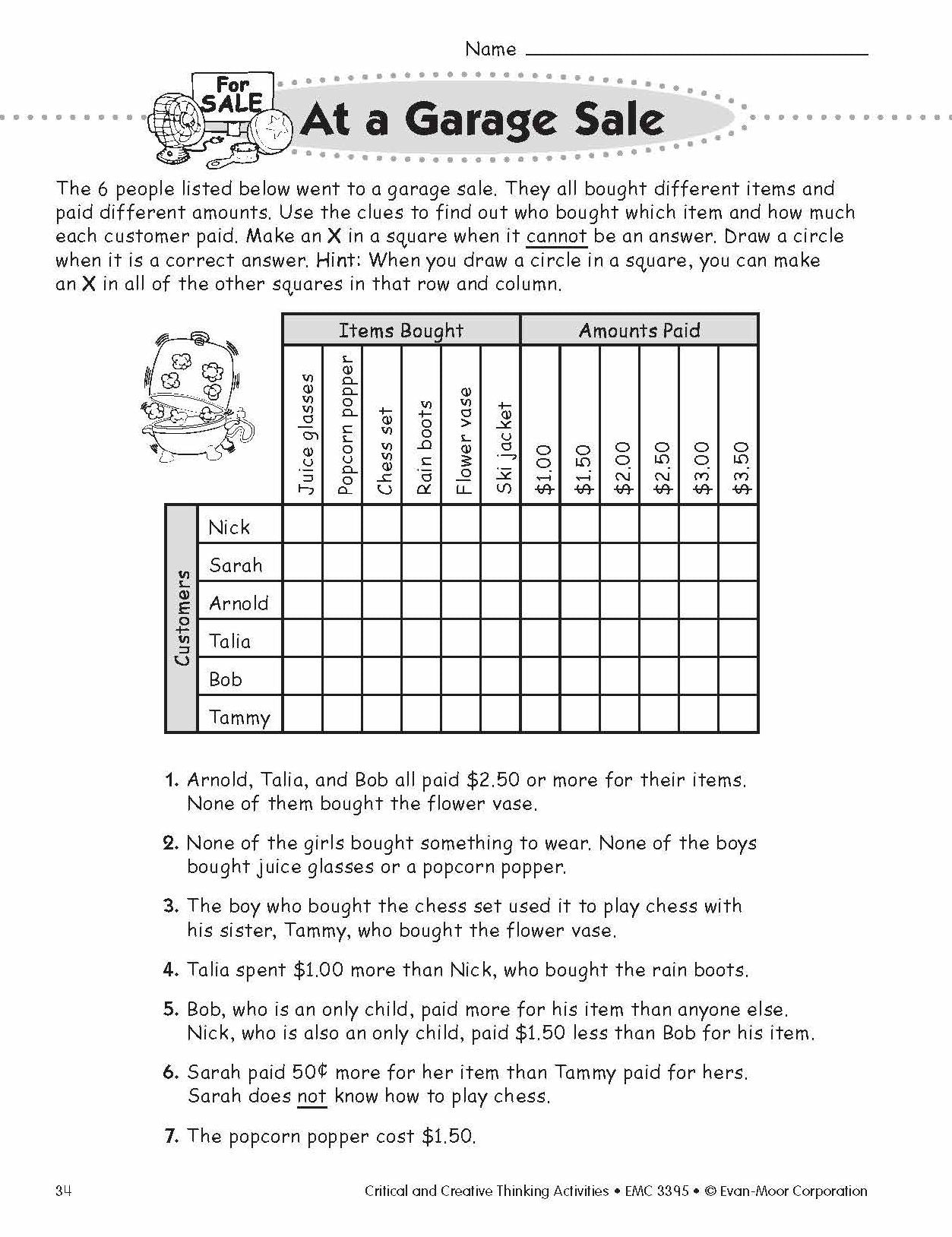 Critical and Creative Thinking Activities, Grade 5
