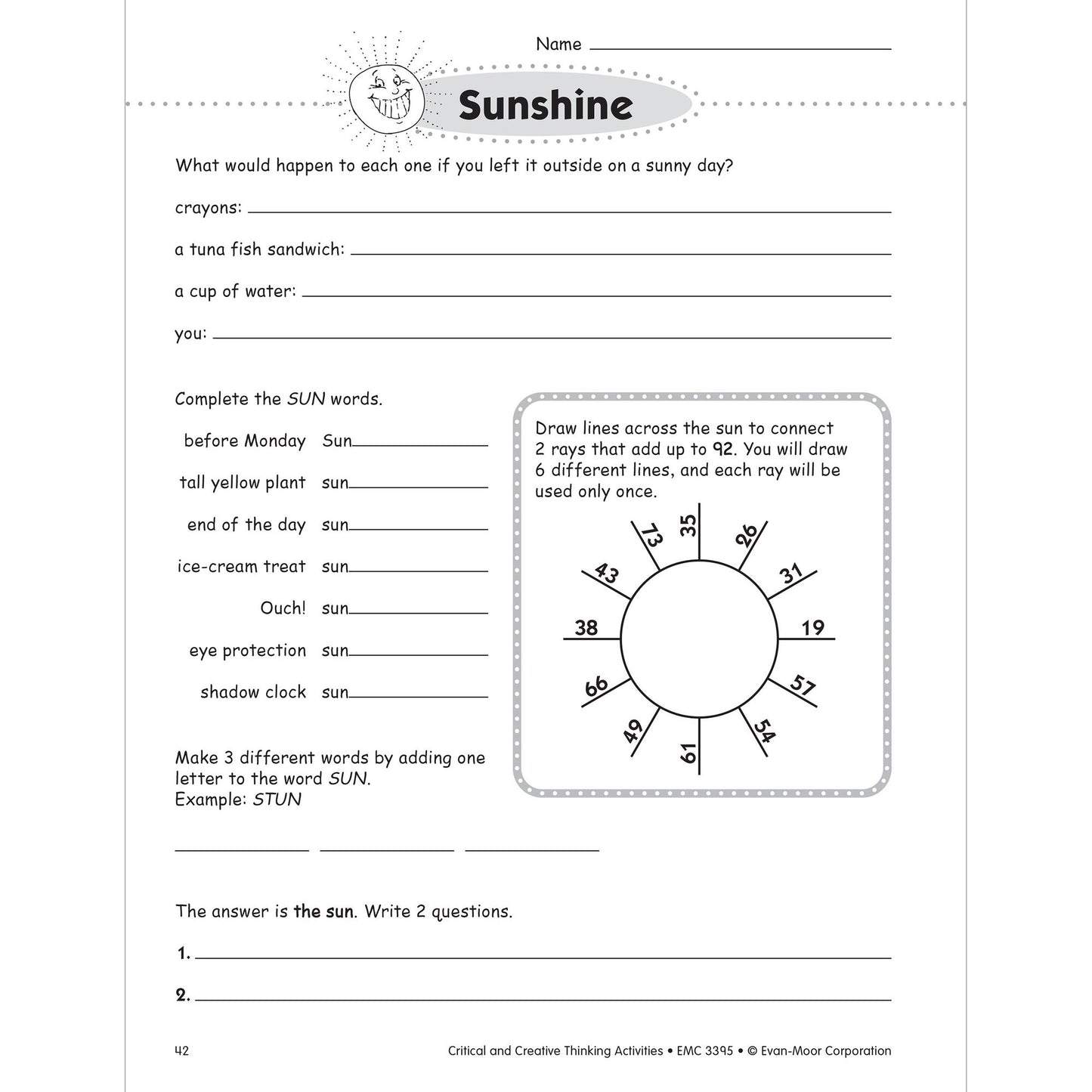 Critical and Creative Thinking Activities, Grade 5