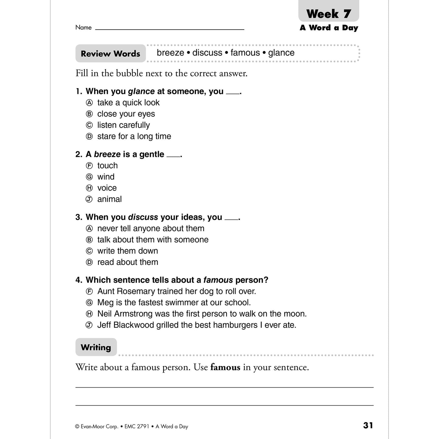 A Word a Day, Grade 1