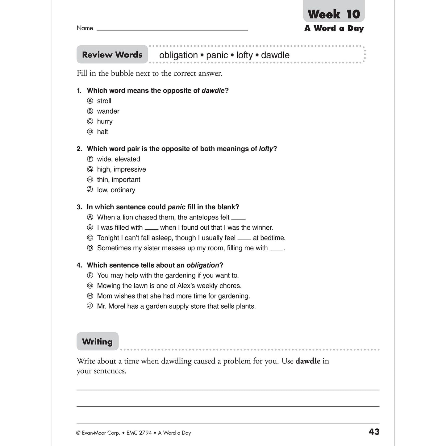 A Word a Day, Grade 4