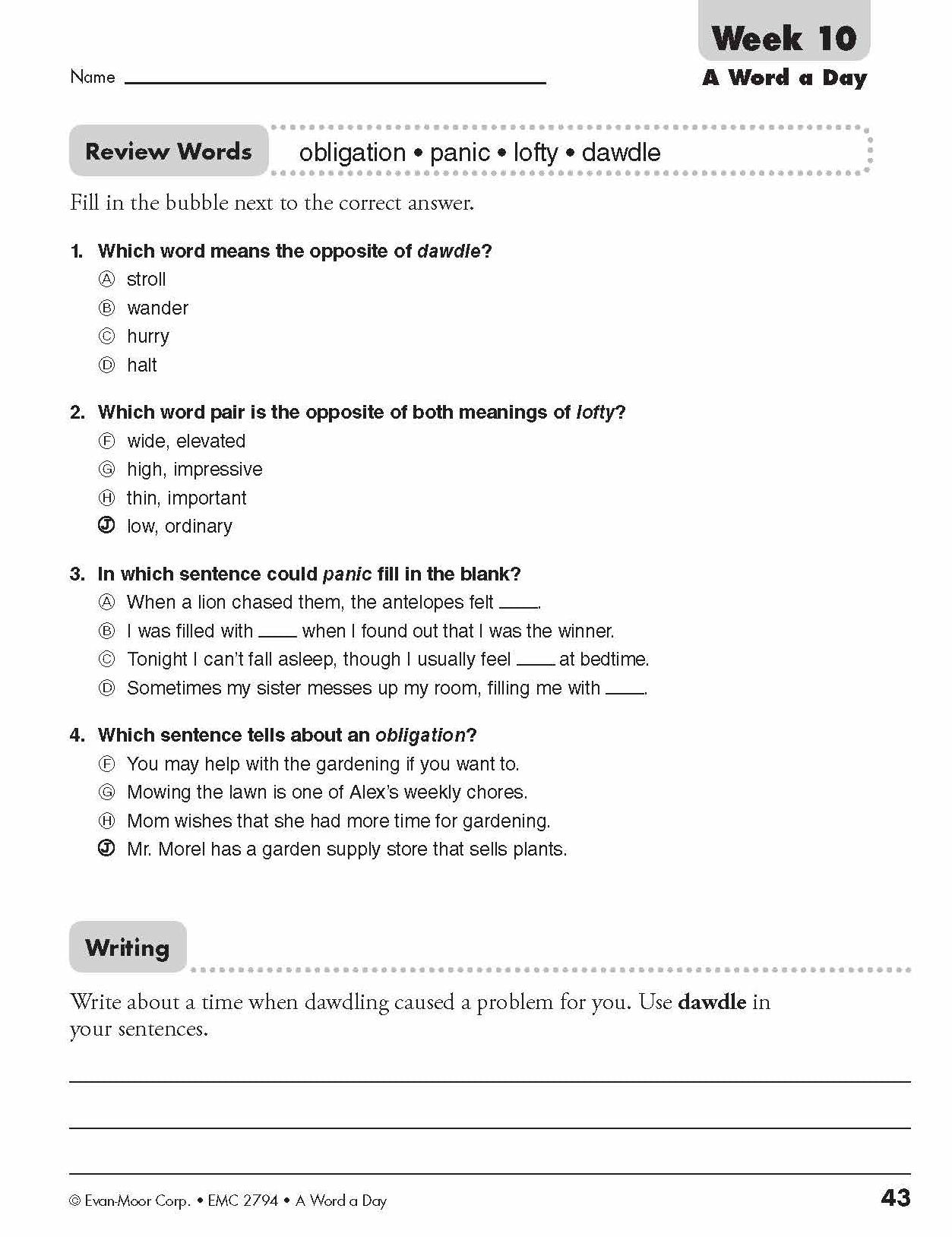A Word a Day, Grade 4
