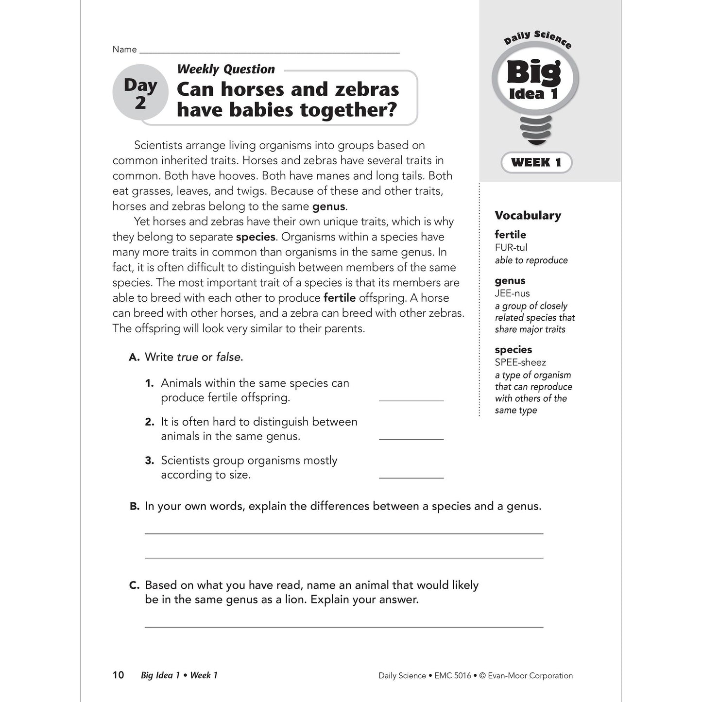 Daily Science, Grade 6+