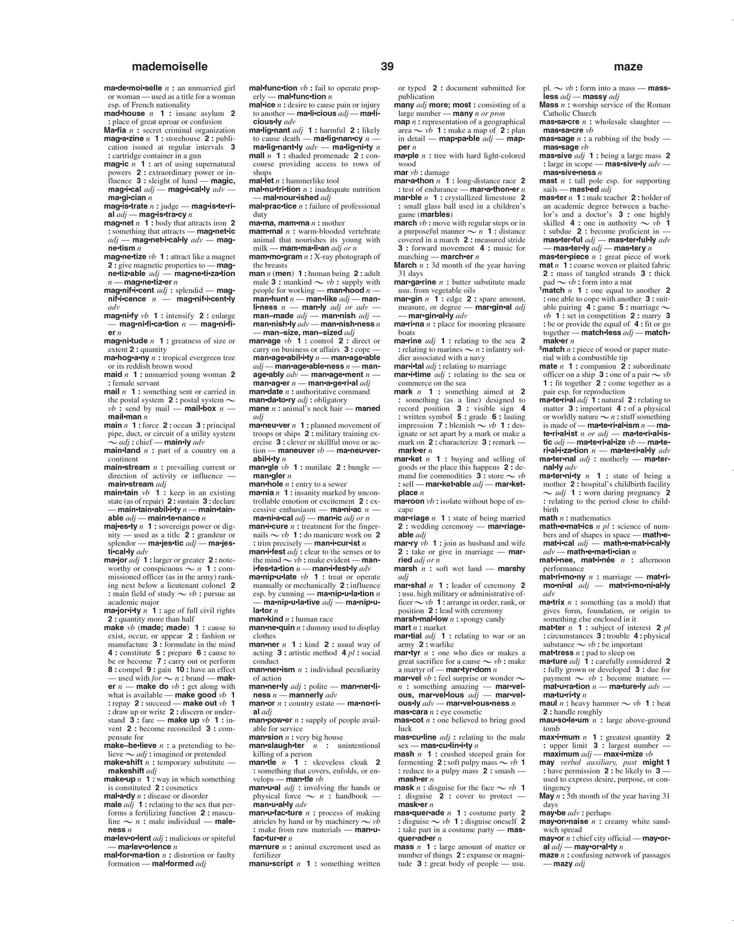 Webster's Notebook Dictionary