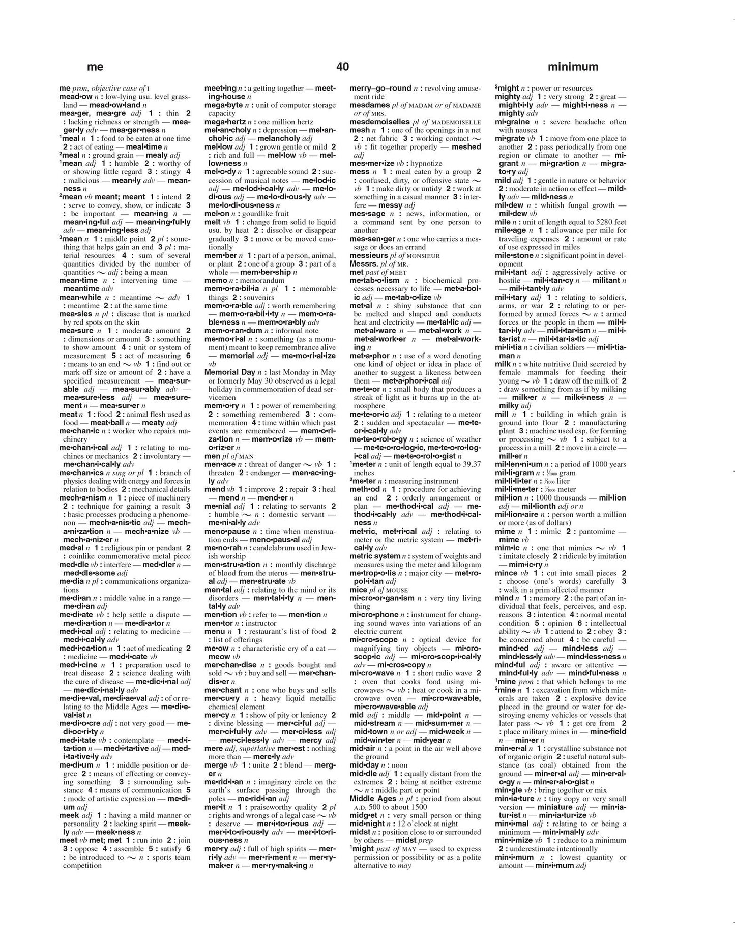 Webster's Notebook Dictionary