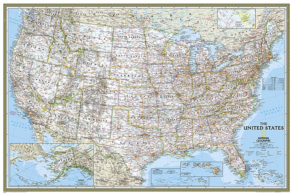 National Geographic: United States Classic Wall Map - Laminated (36 X 24 Inches)